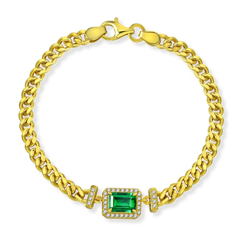 2022 NOWOŚĆ 1CT HULTIVATED Emerald 5*7 Bransoletka kubańska europejska i amerykańska biżuteria retro